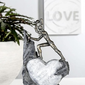 Dekofigur CASABLANCA BY GILDE Skulptur Heart, bronzefarben/grau Dekofiguren Gr. B/H/T: 19 cm x 37 cm x 9 cm, orange (bronzefarben, grau) Deko-Objekte Dekoobjekt, Höhe 37 cm, Motiv Herz, mit Spruchanhänger, Wohnzimmer