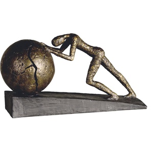 Dekofigur CASABLANCA BY GILDE Skulptur Heavy Ball Dekofiguren Gr. B/H/T: 37 cm x 22 cm x 11 cm, braun (bronzefarben) Deko-Objekte Dekoobjekt, Höhe 22 cm, mit Spruchanhänger, Wohnzimmer