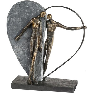 Dekofigur CASABLANCA BY GILDE Skulptur Herzklopfen, bronzefarben/grau Dekofiguren Gr. B/H/T: 28 cm x 31 cm x 10 cm, orange (bronzefarben, grau) Deko-Objekte Dekoobjekt, Höhe 31 cm, Wohnzimmer