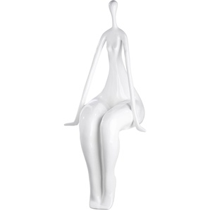 Dekofigur CASABLANCA BY GILDE Skulptur Kantensitzer Lady Dekofiguren Gr. B/H/T: 36 cm x 74 cm x 32 cm, weiß Deko-Objekte