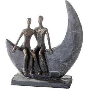 Dekofigur CASABLANCA BY GILDE Skulptur Moon Dekofiguren Gr. B/H/T: 22 cm x 24 cm x 8 cm, braun (bronzefarben) Deko-Objekte Dekoobjekt, Höhe 24 cm, Pärchen, mit Spruchanhänger, Wohnzimmer