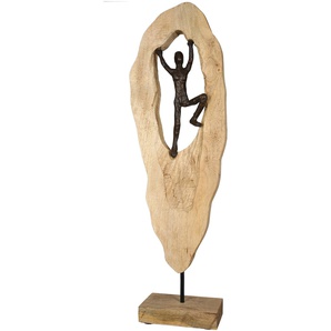 Dekofigur CASABLANCA BY GILDE Skulptur Mountainclimber Dekofiguren Gr. B/H/T: 20 cm x 64 cm x 9 cm, braun (bronzefarben) Deko-Objekte