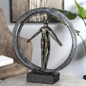 Dekofigur CASABLANCA BY GILDE Skulptur Paar im Ring, bronzefarben/schwarz Dekofiguren Gr. B/H/T: 37 cm x 40 cm x 11 cm, orange (bronzefarben, grau, schwarz) Deko-Objekte bronzefarbengrauschwarz, Polyresin