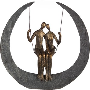 Dekofigur CASABLANCA BY GILDE Skulptur Swing, bronzefarben/grau Dekofiguren Gr. B/H/T: 32 cm x 30 cm x 9 cm, orange (bronzefarben, grau) Deko-Objekte bronzefarbengrau, Polyresin