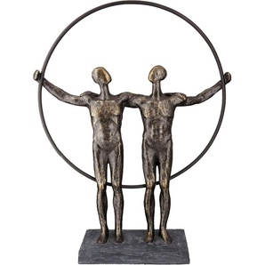 Dekofigur CASABLANCA BY GILDE Skulptur two men Dekofiguren Gr. B/H/T: 27 cm x 35,5 cm x 8 cm, braun (bronzefarben) Deko-Objekte