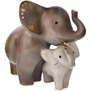 Dekofigur GOEBEL Elephant - Kindani & Latika Dekofiguren Gr. B/H/T: 24 cm x 20 cm x 12,5 cm, grau Weihnachtsengel Weihnachtsfiguren