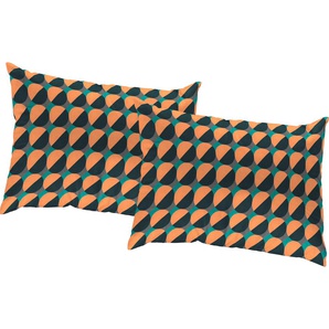 Dekokissen ADAM Circles Dekokissen_Sitzkissen_Kissenhüllen Gr. B/L: 40 cm x 60 cm, 1 St., blau (dunkelblau, orange, bedruckt) Dekokissen gemustert GOTS zertifiziert - Kissenhülle ohne Füllung, 1 Stück