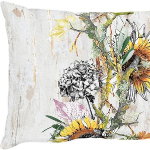 Dekokissen APELT 2711 Dekokissen_Sitzkissen_Kissenhüllen Gr. B/L: 48 cm x 48 cm, 1 St., beige (natur, gelb, bedruckt) Dekokissen gemustert Kissenhülle mit Füllung, 1 Stück