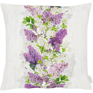 Dekokissen APELT 6404 Dekokissen_Sitzkissen_Kissenhüllen Gr. B/L: 49 cm x 49 cm, 1 St., Polyester-Baumwolle, bunt (natur, mauve, gemustert) Dekokissen gemustert mit Ranunkeln, Kissenhülle ohne Füllung, 1 Stück