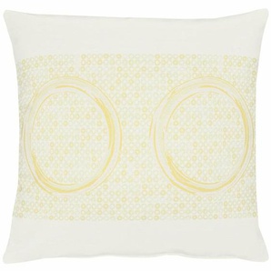 Dekokissen APELT 7904 Kreise Dekokissen_Sitzkissen_Kissenhüllen Gr. B/L: 45 cm x 45 cm, 1 St., Polyester-Kunstfaser, gelb (weiß, gelb, kreise, gemustert) Dekokissen gemustert Kissenhülle mit Füllung, 1 Stück