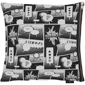 Dekokissen APELT Comic Dekokissen_Sitzkissen_Kissenhüllen Gr. B/L: 45 cm x 45 cm, 1 St., Polyester, grau (grau, schwarz, gemustert) Deko-Kissen Dekokissen gemustert Kopfkissen Kissenhülle mit Füllung, 1 Stück