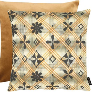 Dekokissen APELT Liz Dekokissen_Sitzkissen_Kissenhüllen Gr. B/L: 45 cm x 45 cm, 1 St., Polyester, braun (braun, gemustert) Dekokissen gemustert Wendekissenhülle mit Füllung, 1 Stück