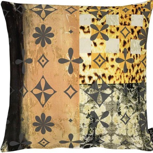 Dekokissen APELT Lucas Dekokissen_Sitzkissen_Kissenhüllen Gr. B/L: 45 cm x 45 cm, 1 St., Polyester, braun (braun, schwarz, gemustert) Dekokissen gemustert Kissenhülle mit Füllung, 1 Stück