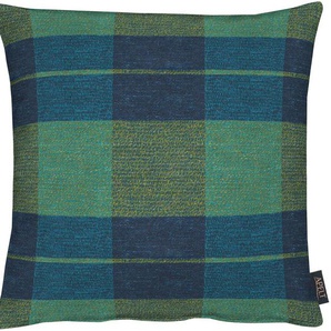 Dekokissen APELT Nebraska Dekokissen_Sitzkissen_Kissenhüllen Gr. B/L: 45 cm x 45 cm, 1 St., Polyester-Wolle-Kunstfaser, blau (petrol, kariert) Dekokissen gemustert Kopfkissen Kissenhülle mit Füllung, 1 Stück