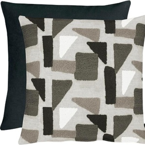 Dekokissen APELT Tablo Dekokissen_Sitzkissen_Kissenhüllen Gr. B/L: 45 cm x 45 cm, 1 St., Baumwolle-Polyester, grau (grau, schwarz, gemustert) Dekokissen gemustert Wendekissenhülle mit Füllung, 1 Stück