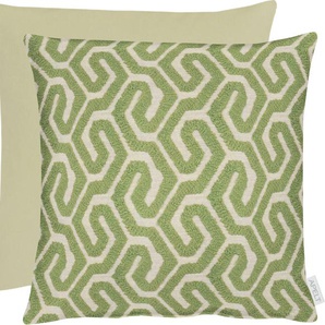 Dekokissen APELT Tiago Dekokissen_Sitzkissen_Kissenhüllen Gr. B/L: 45 cm x 45 cm, 1 St., Polyester-Baumwolle, grün (grün, natur, gemustert) Dekokissen gemustert Wendekissenhülle mit Füllung, 1 Stück