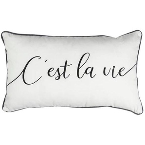 Dekokissen ELBERSDRUCKE Cest la Vie 08 weiß-schwarz Dekokissen_Sitzkissen_Kissenhüllen Gr. B/L: 50 cm x 30 cm, 1 St., Polyester, schwarz-weiß (weiß, schwarz, bedruckt) Deko-Kissen Dekokissen gemustert Kopfkissen Reißverschluss, Kissenhülle mit Füllung,