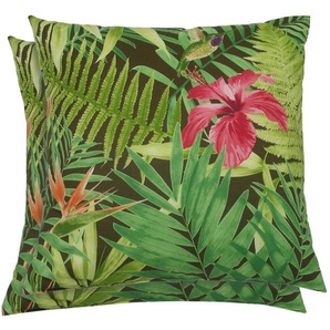 Dekokissen GO-DE Klara Dekokissen_Sitzkissen_Kissenhüllen Gr. B/L: 48 cm x 48 cm, 2 St., Polyester-Baumwolle, grün (grün, gemustert) Dekokissen gemustert Kopfkissen 2er Set