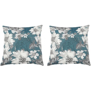 Dekokissen GO-DE Klara Dekokissen_Sitzkissen_Kissenhüllen Gr. B/L: 48 cm x 48 cm, 2 St., blau (blau, geblümt) Dekokissen gemustert 2er Set