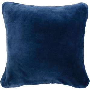 Dekokissen GÖZZE Premium Cashmere-Feeling Kissen Dekokissen_Sitzkissen_Kissenhüllen Gr. B/L: 50 cm x 50 cm, 1 St., Kunstfaser, blau (blau, unifarben) Dekokissen uni Kopfkissen passend zur Premium Cashmere-Feeling Decke, Kissenhüle mit Füllung
