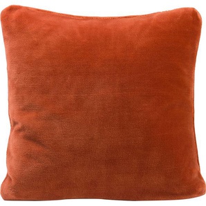 Dekokissen GÖZZE Premium Cashmere-Feeling Kissen Dekokissen_Sitzkissen_Kissenhüllen Gr. B/L: 50 cm x 50 cm, 1 St., Polyester, braun (zimt, unifarben) Dekokissen uni Kopfkissen passend zur Premium Cashmere-Feeling Decke, Kissenhüle mit Füllung
