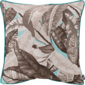 Dekokissen H.O.C.K. Amazonas Dekokissen_Sitzkissen_Kissenhüllen Gr. B/L: 50 cm x 50 cm, 1 St., grau (taupe, braun, gemustert) Dekokissen gemustert mit tollen Blattmotiven, Wendekissenhülle Füllung, 1 Stück