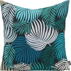 Dekokissen H.O.C.K. Copacabana Dekokissen_Sitzkissen_Kissenhüllen Gr. B/L: 45 cm x 45 cm, 1 St., grün (petrol, green, geblümt) Dekokissen gemustert mit Blättern, Kissenhülle Füllung, 1 Stück