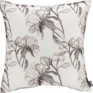 Dekokissen H.O.C.K. Fleur Dekokissen_Sitzkissen_Kissenhüllen Gr. B/L: 50 cm x 50 cm, 1 St., schwarz (schwarz, bedruckt, geblümt) Dekokissen gemustert mit Blumen, Kissenhülle Füllung, 1 Stück