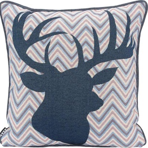 Dekokissen H.O.C.K. Harry Hirsch Dekokissen_Sitzkissen_Kissenhüllen Gr. B/L: 45 cm x 45 cm, 1 St., Baumwolle-Polyester, blau (blau, gemustert) Dekokissen gemustert Kopfkissen im modernen Landhausstil, Wendekissenhülle mit Füllung, 1 Stück