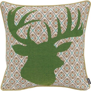 Dekokissen H.O.C.K. Harry Hirsch Dekokissen_Sitzkissen_Kissenhüllen Gr. B/L: 45 cm x 45 cm, 1 St., Baumwolle-Polyester, grün (grün, gemustert) Dekokissen gemustert Kopfkissen im modernen Landhausstil, Wendekissenhülle mit Füllung, 1 Stück