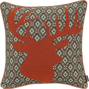 Dekokissen H.O.C.K. Harry Hirsch Dekokissen_Sitzkissen_Kissenhüllen Gr. B/L: 45 cm x 45 cm, 1 St., braun (braun, terra, gemustert) Dekokissen gemustert im modernen Landhausstil, Wendekissenhülle mit Füllung, 1 Stück