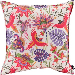 Dekokissen H.O.C.K. Leila Garden Dekokissen_Sitzkissen_Kissenhüllen Gr. B/L: 50 cm x 50 cm, 1 St., lila (lila, weiß, geblümt) Dekokissen gemustert Outdoor geeignet, Wendekissenhülle mit Füllung, 1 Stück