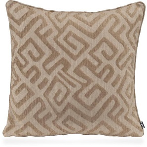 Dekokissen H.O.C.K. Naira Dekokissen_Sitzkissen_Kissenhüllen Gr. B/L: 60 cm x 60 cm, 1 St., braun (braun, taupe, gemustert) Dekokissen gemustert mit geometrischem Muster, Kissenhülle Füllung, 1 Stück
