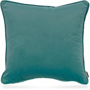 Dekokissen H.O.C.K. Nobile Samt Dekokissen_Sitzkissen_Kissenhüllen Gr. B/L: 50 cm x 50 cm, 1 St., blau (aquamarine, unifarben) Dekokissen uni Kissenhülle mit Füllung, 1 Stück