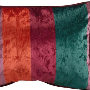 Dekokissen H.O.C.K. Porono Ice Velvet Dekokissen_Sitzkissen_Kissenhüllen Gr. B/L: 60 cm x 40 cm, 1 St., Polyester, bunt (bunt, bedruckt) Dekokissen gemustert Kopfkissen mit bunten Streifen, Wendekissenhülle Füllung, 1 Stück