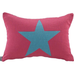 Dekokissen H.O.C.K. Rockstar-Stern Dekokissen_Sitzkissen_Kissenhüllen Gr. B/L: 50 cm x 30 cm, 1 St., bunt (beere, blau, stern, schriftzug) Dekokissen gemustert Wendekissenhülle mit Füllung, 1 Stück