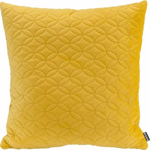 Dekokissen H.O.C.K. Soft Nobile Dekokissen_Sitzkissen_Kissenhüllen Gr. B/L: 50 cm x 50 cm, 1 St., Polyester, gelb (gelb, bedruckt) Dekokissen gemustert Kopfkissen mit gesteppten Mustern, Kissenhülle Füllung, 1 Stück