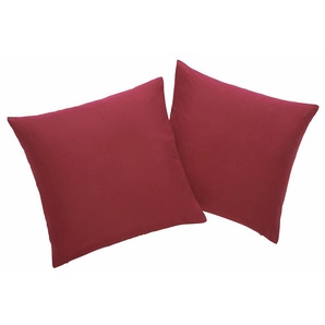 Dekokissen HOME AFFAIRE Parry Microfaser Dekokissen_Sitzkissen_Kissenhüllen Gr. B/L: 50 cm x 50 cm, 2 St., Polyester, rot (bordeaux, unifarben) Dekokissen uni Kissenbezüge unifarben, Kissenhüllen ohne Füllung mit Reißverschluss, 2 Stück