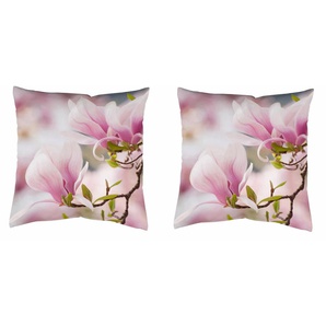 Dekokissen HOME WOHNIDEEN MAGNOLIA Dekokissen_Sitzkissen_Kissenhüllen Gr. B/L: 40 cm x 40 cm, 2 St., rosa (rosé, bedruckt) Dekokissen gemustert Kissenhülle mit Füllung, 1 Stück
