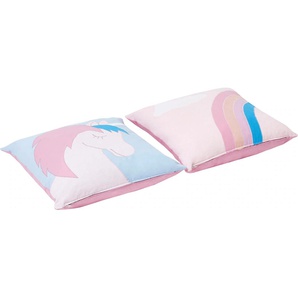 Dekokissen HOPPEKIDS «Einhorn» Dekokissen_Sitzkissen_Kissenhüllen Gr. B/L: 50 cm x 50 cm, 2 St., rosa (rosa, bedruckt) Dekokissen gemustert Zierkissen 50x50 für Kinderbett 2 St.