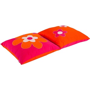 Dekokissen HOPPEKIDS «Flower Power» Dekokissen_Sitzkissen_Kissenhüllen Gr. B/L: 50 cm x 50 cm, 2 St., bunt (rot, bedruckt) Dekokissen gemustert Zierkissen 50x50 Blume Kinderbett 2 St.