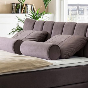 Dekokissen LEONIQUE Océane Dekokissen_Sitzkissen_Kissenhüllen Gr. B/L: 50 cm x 70 cm, braun (braun, samt) Dekokissen uni passend zum Bett Oceáne in Samtvelours und Feinstruktur, 2-er Set