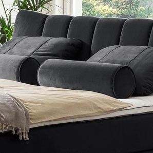 Dekokissen LEONIQUE Océane Dekokissen_Sitzkissen_Kissenhüllen Gr. B/L: 50 cm x 70 cm, schwarz (schwarz, samt) Dekokissen uni passend zum Bett Oceáne in Samtvelours und Feinstruktur, 2-er Set