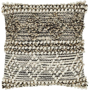 Dekokissen LUXOR LIVING Aalborg Dekokissen_Sitzkissen_Kissenhüllen Gr. B/L: 40 cm x 40 cm, 1 St., Polyester, grau (creme, anthrazit, gemustert) Dekokissen gemustert Zierkissen, eckig, 40x40 cm, Wollkissen mit Füllung, Boho Stil