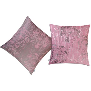 Dekokissen NEUTEX FOR YOU Fioretto Dekokissen_Sitzkissen_Kissenhüllen Gr. B/L: 48 cm x 48 cm, 2 St., Baumwolle-Polyester, grau (grau, rosé, gemustert) Dekokissen gemustert Kopfkissen Wendekissenhülle ohne Füllung, 2 Stück
