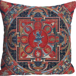 Dekokissen QUEENCE Buddhismus Dekokissen_Sitzkissen_Kissenhüllen Gr. B/L: 40 cm x 40 cm, 1 St., Polyester, bunt (bunt, bedruckt) Dekokissen gemustert Kissenbezüge Kissenhülle ohne Füllung, 1 Stück