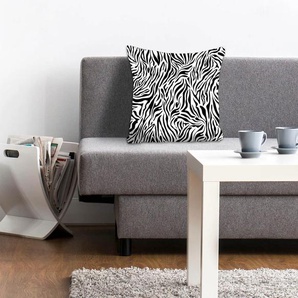 Dekokissen QUEENCE Finn Dekokissen_Sitzkissen_Kissenhüllen Gr. B/L: 40 cm x 40 cm, 1 St., schwarz (schwarz, bedruckt) Dekokissen gemustert mit Animalprint im Zebra-Design, Kissenhülle ohne Füllung, 1 Stück