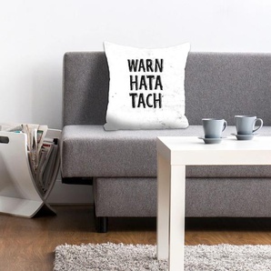 Dekokissen QUEENCE WARN HATA TACH Dekokissen_Sitzkissen_Kissenhüllen Gr. B/L: 40 cm x 40 cm, 1 St., schwarz (schwarz, weiß, bedruckt) Dekokissen gemustert Kissenhülle ohne Füllung, 1 Stück