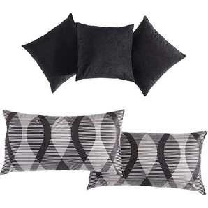 Dekokissen WESTFALIA SCHLAFKOMFORT Dekokissen_Sitzkissen_Kissenhüllen Gr. B/L: 40 cm x 40 cm, 5 St., Polyester, schwarz (schwarz, gemustert) Bett-Zubehör Deko-Kissen Dekokissen gemustert Kopfkissen (5-tlg.)