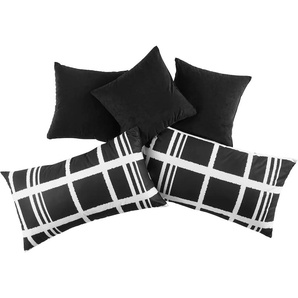 Dekokissen WESTFALIA SCHLAFKOMFORT Dekokissen_Sitzkissen_Kissenhüllen Gr. B/L: 40 cm x 40 cm, 5 St., Polyester, weiß (weiß, unifarben, kariert) Dekokissen gemustert Kissen (5-tlg.)